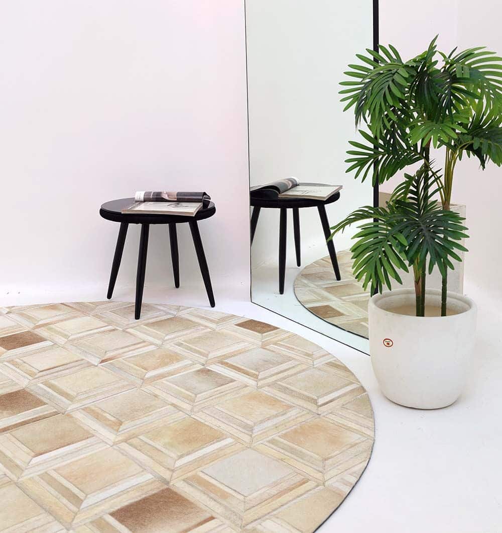 Multi Color Round Leather Rug - LR 023