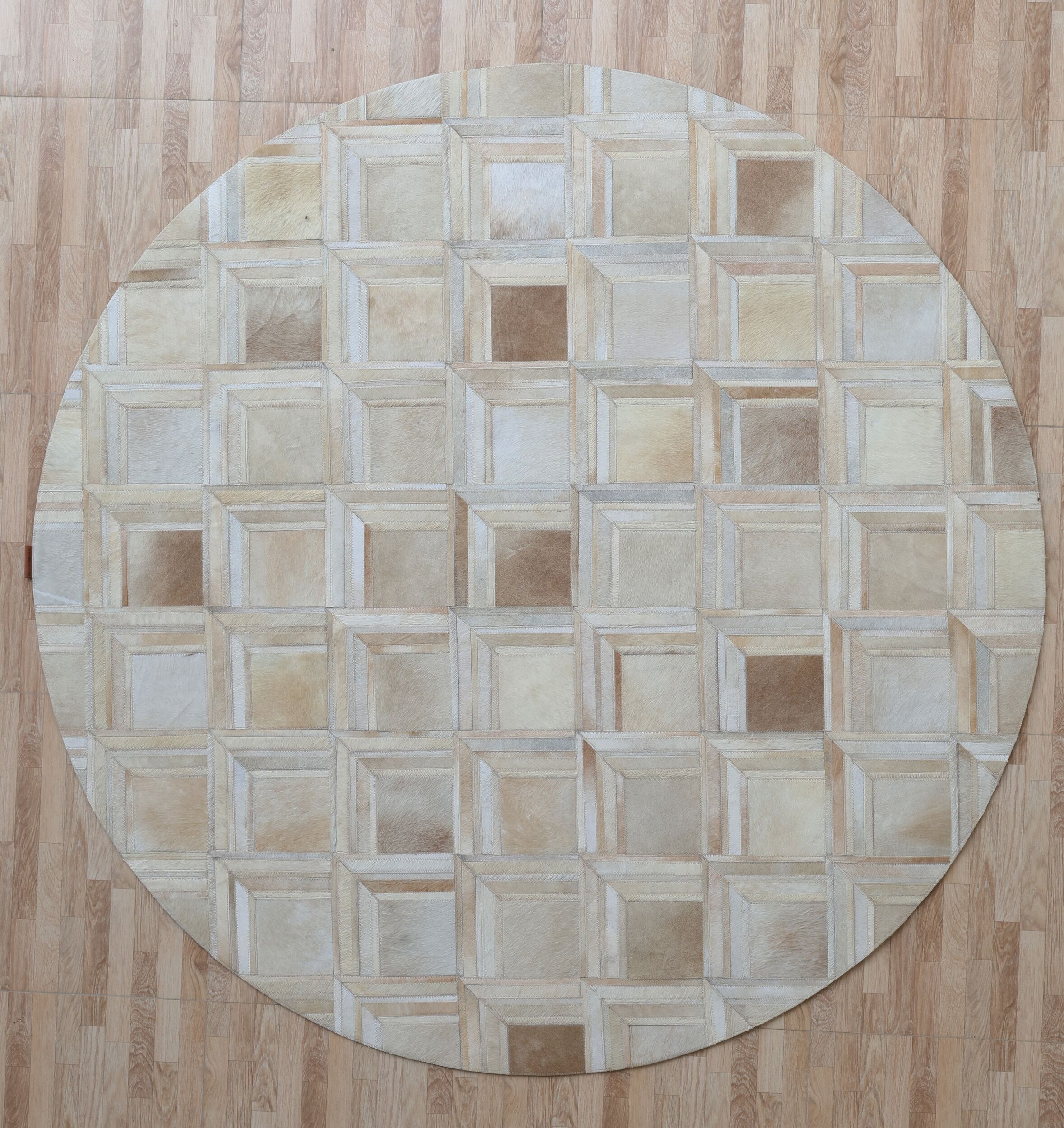 Multi Color Round Leather Rug - LR 023