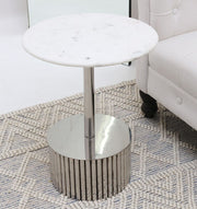 Luna Polished Marble & Steel Side Table
