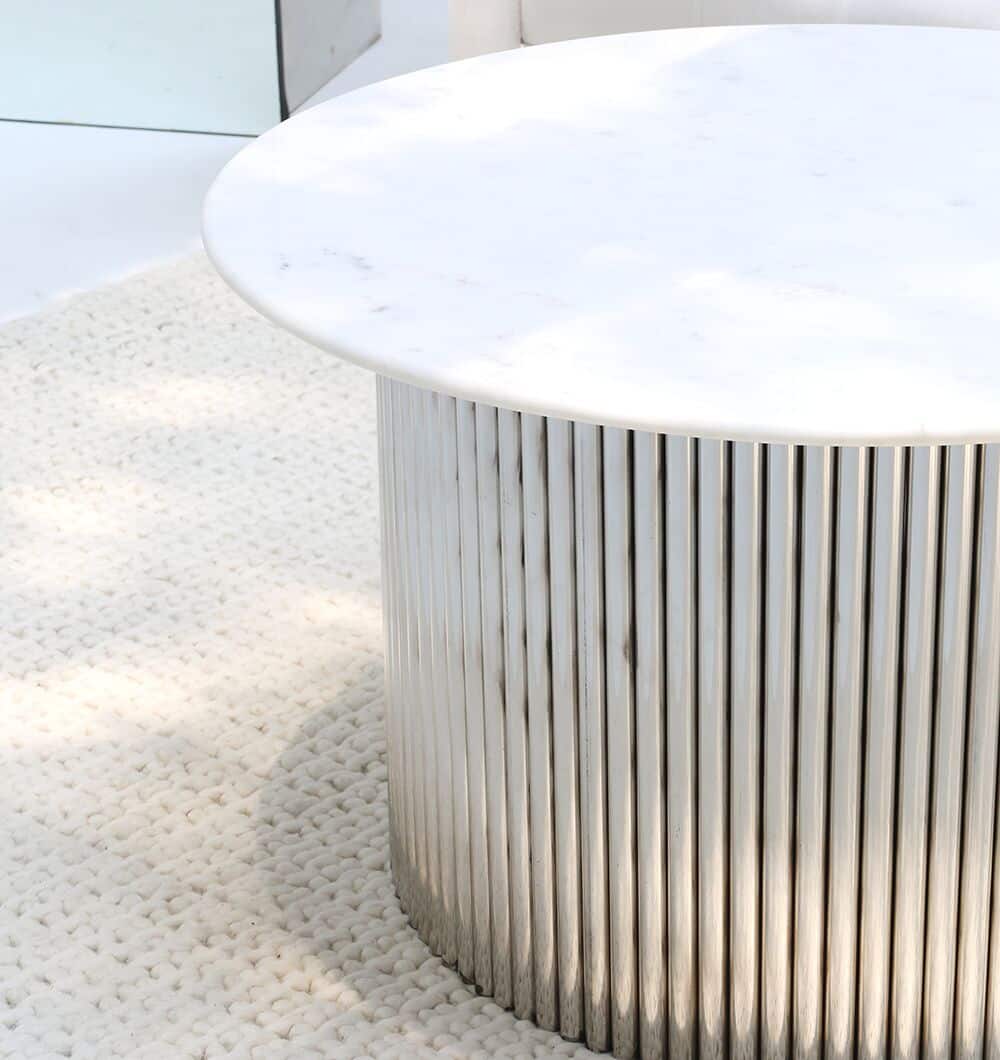 Luna Polished Marble & Steel Coffee Table