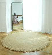 Natural Jute Braided Rug With Fringes BR-015