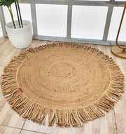 Natural Jute Braided Rug With Fringes BR-015