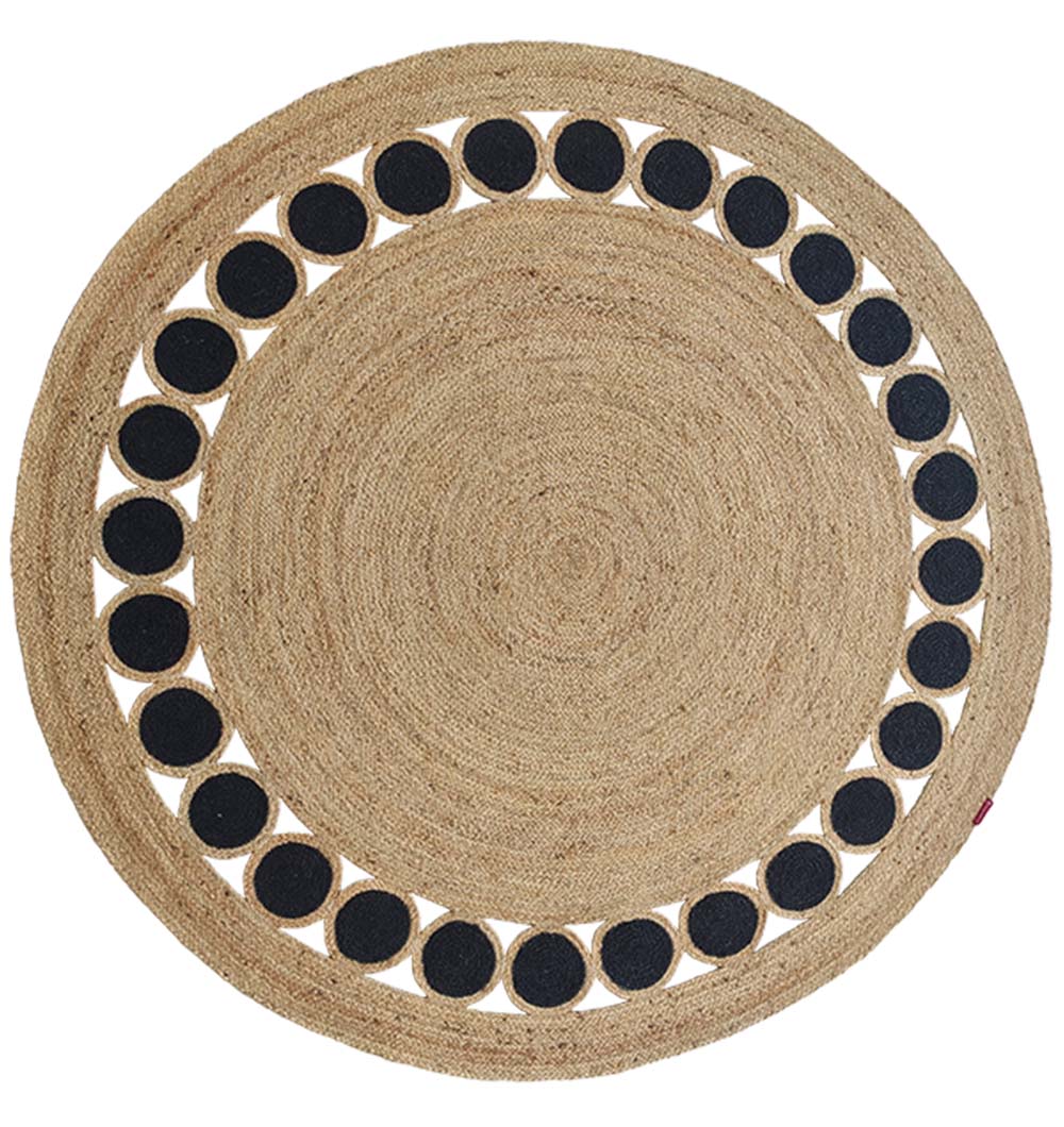 Jute Natural Rug Round Natural & Black. BR-050
