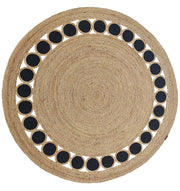Jute Natural Rug Round Natural & Black. BR-050