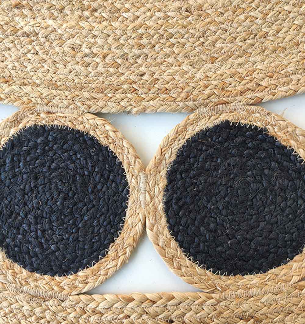 Jute Natural Rug Round Natural & Black. BR-050