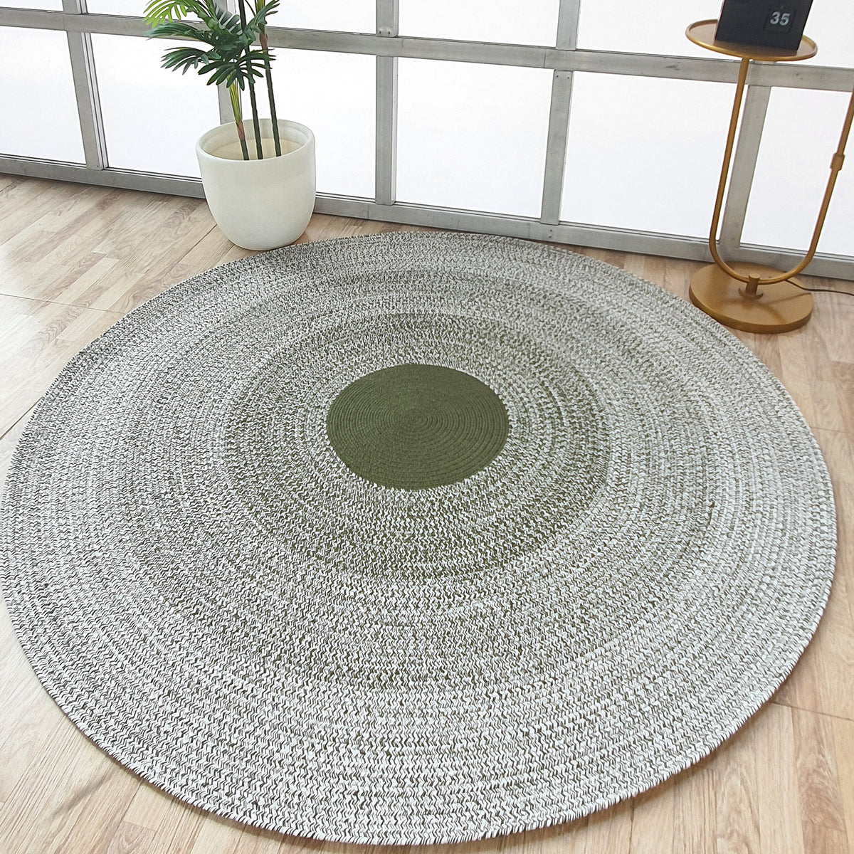 Round Are Rug Green Handmade Braided Green Color Round Rug BR 079