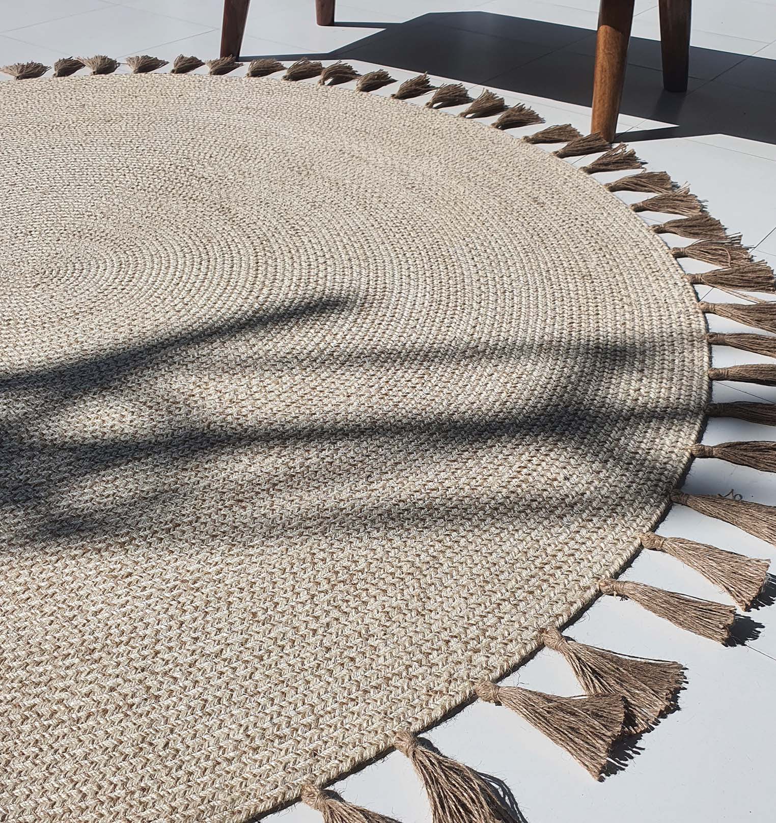 Natural Color Dining Room Jute Area Braided Rug - BR 082