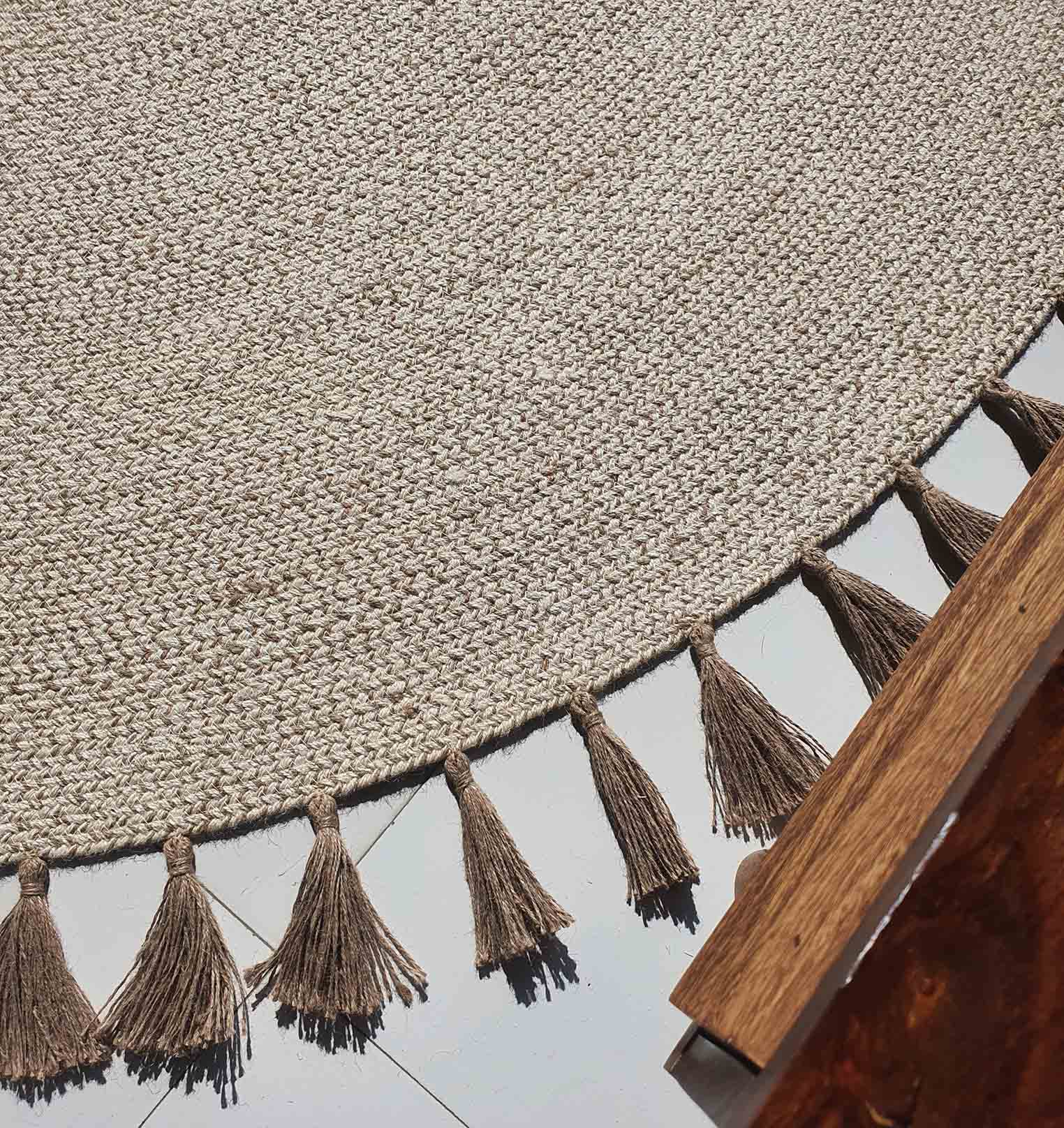 Natural Color Dining Room Jute Area Braided Rug - BR 082