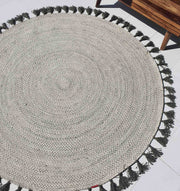 Amazing Handmade Jute Round Braided Rug with Tassel - BR 083