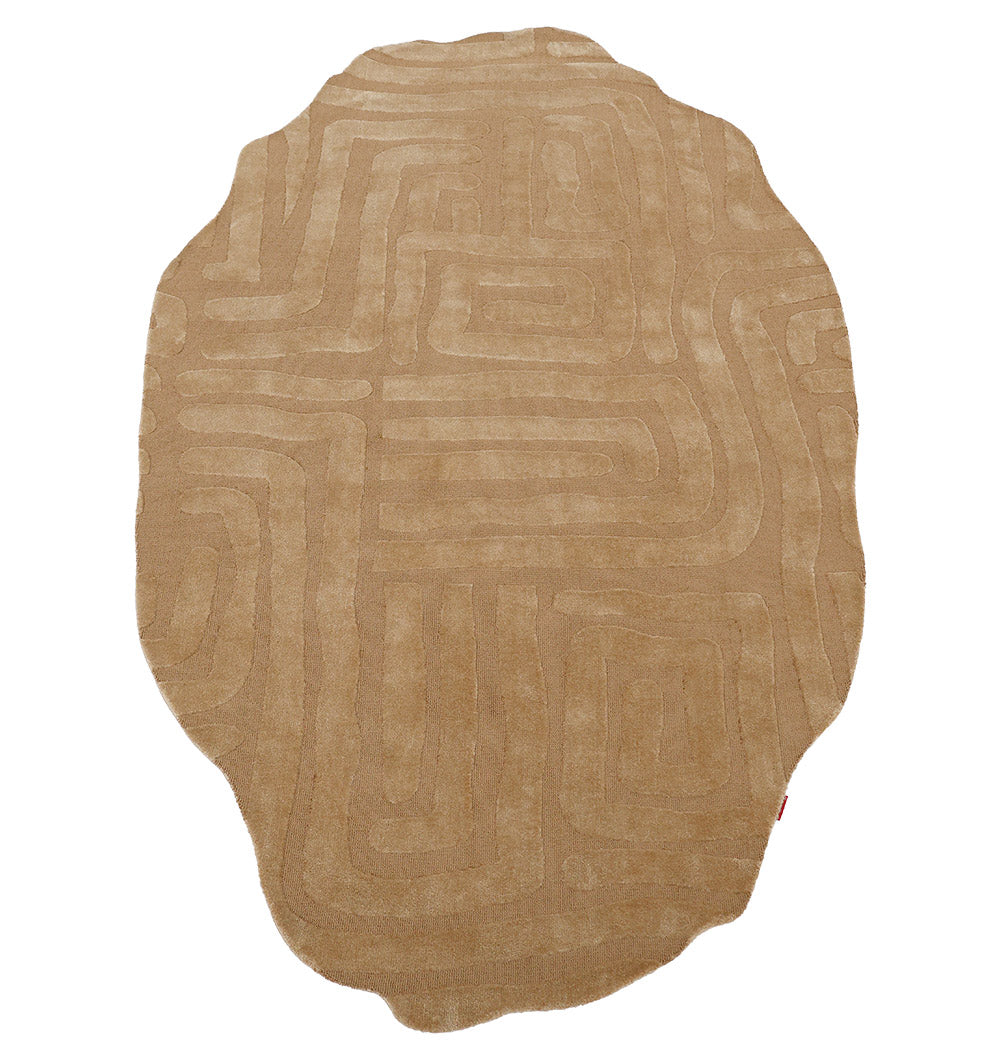 The Amazing Brown Color Unshape Decor Rug- CMN 26 (200x300cm) by RAMSHA HOME features an organic, irregular shape and abstract beige pattern. Made of durable, easy-care machine-made polyester for modern neutral decor.