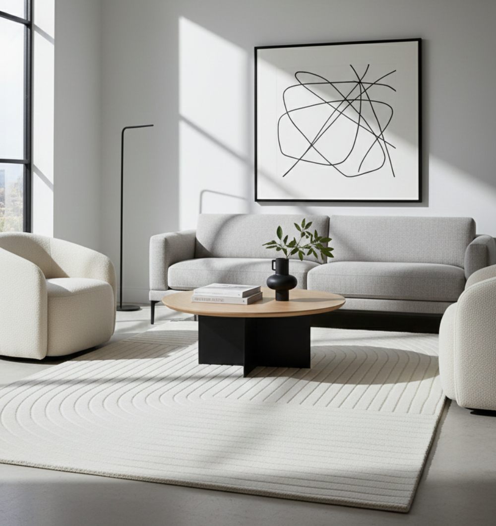 White Color Indoor Decor Novara Rug  - CMN 75 (190x290 cm)