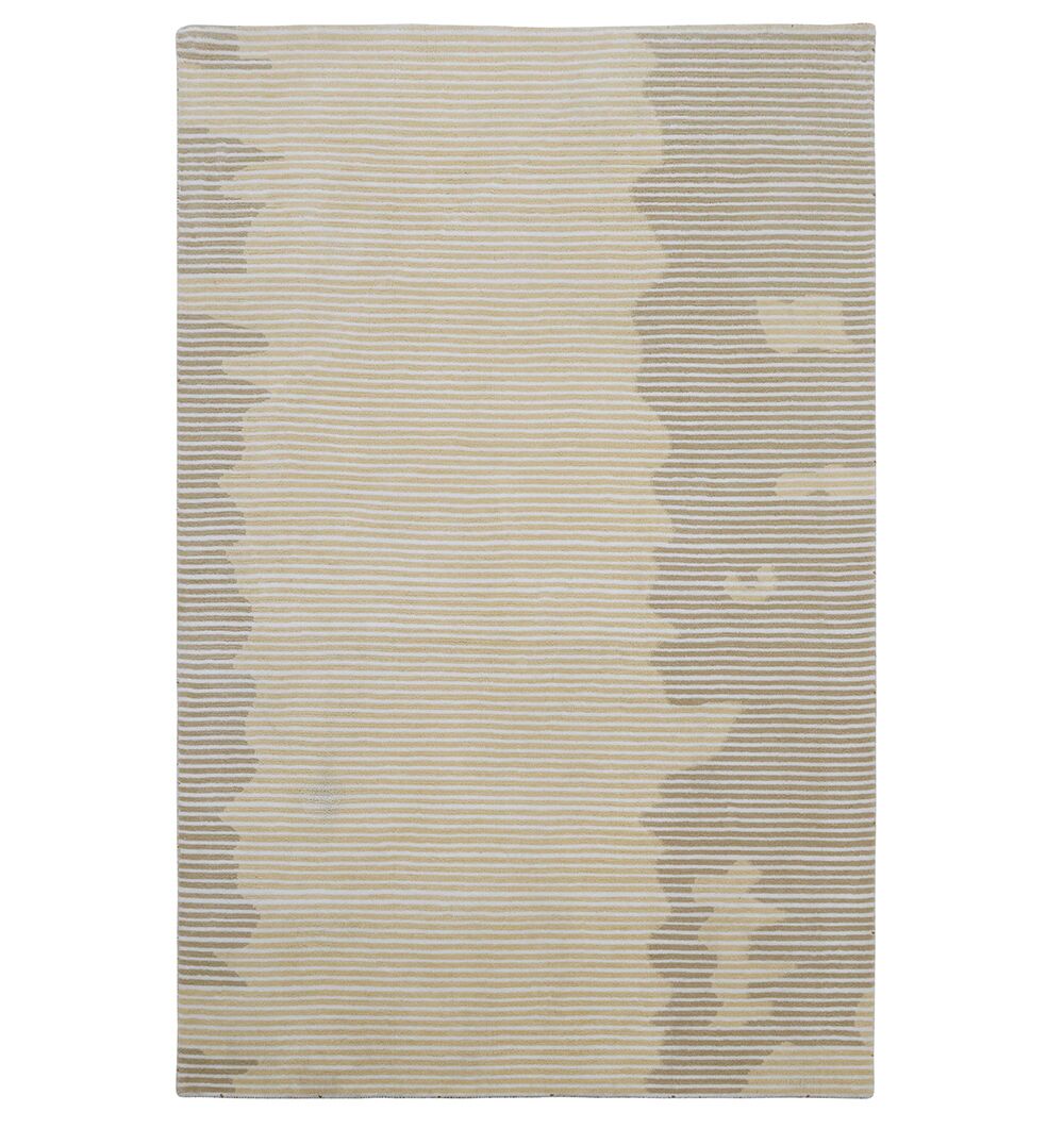 The Home Decor Multi Color Novara Rug - CMN 81 by RAMSHA HOME is a machine-made rectangular beige rug with gray horizontal stripes in a cloud-like gradient, offering a soft, contemporary style.