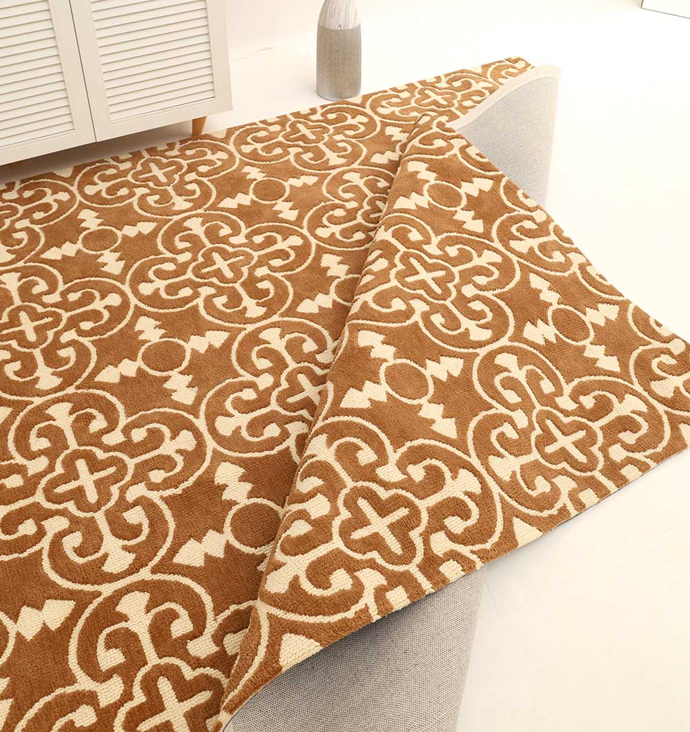 Moroccan Trellis Medallion Brown & Ivory Rug – CMN 93