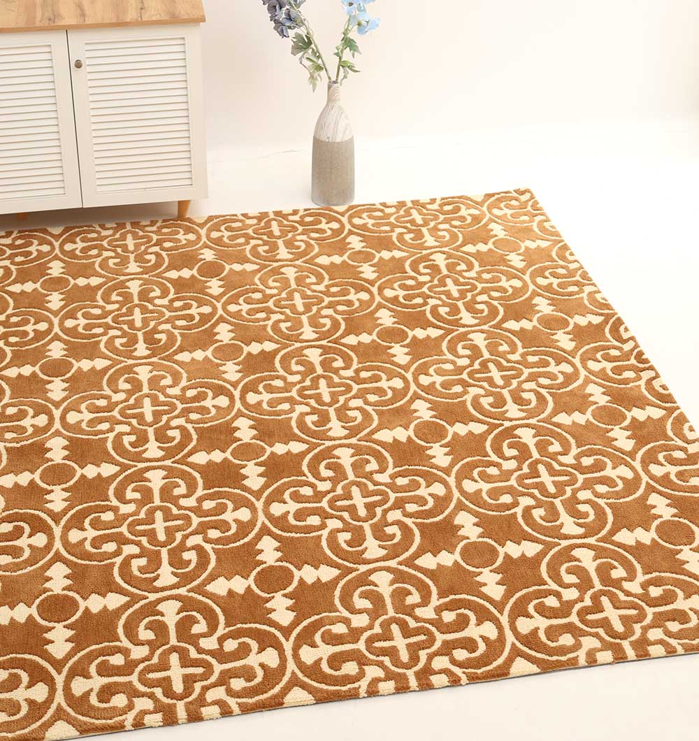 Moroccan Trellis Medallion Brown & Ivory Rug – CMN 93