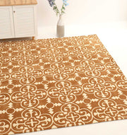 Moroccan Trellis Medallion Brown & Ivory Rug – CMN 93