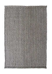 The RAMSHA HOME Handmade Home Decor Crochet Rug - CR 003 (200x300cm) features a textured gray and white pattern in a rectangular shape, displayed from above against a white background.