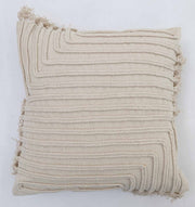The Ramsha Home Decor Cushion Natural Color - CS 302 (45x45cm) features textured, raised linear patterns and subtle fringe edges, displayed against a white background. From Ramsha Home: Luxury Rugs & Home Furnishings Brand In The UAE.