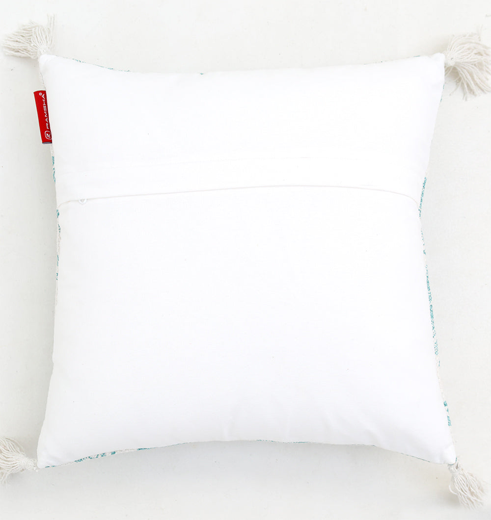 The Blue Color Floral Print Cotton Cushion 45x45 cm (CS 317) by Ramsha Home features stylish floral prints, perfect for enhancing your home décor with a touch of elegance.
