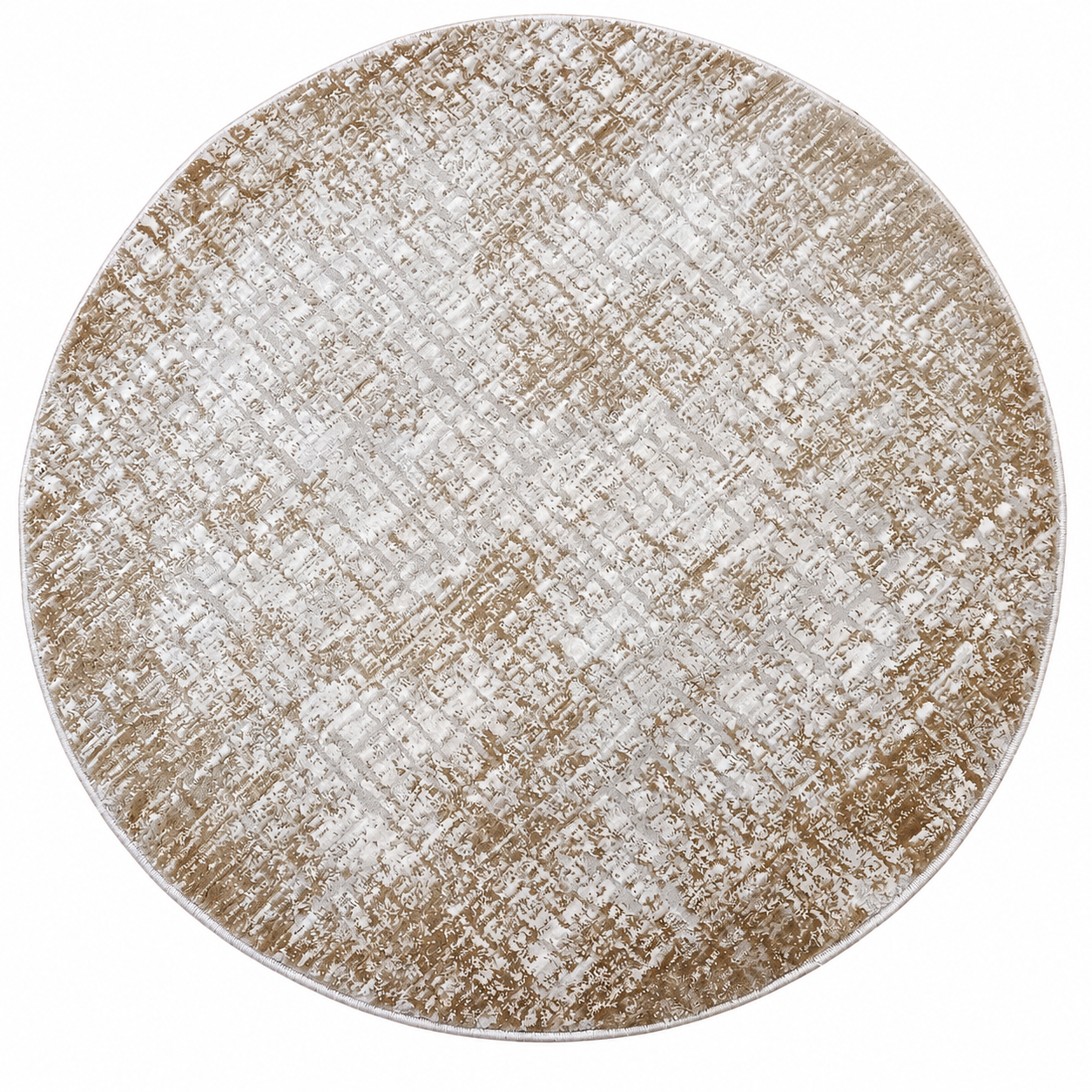 RAMSHA HOME Machine Made Turkish Area Rug - MR483 FLORENCE, featuring a beige and white crisscross pattern in a textured, neutral design, shown from above against a white background.