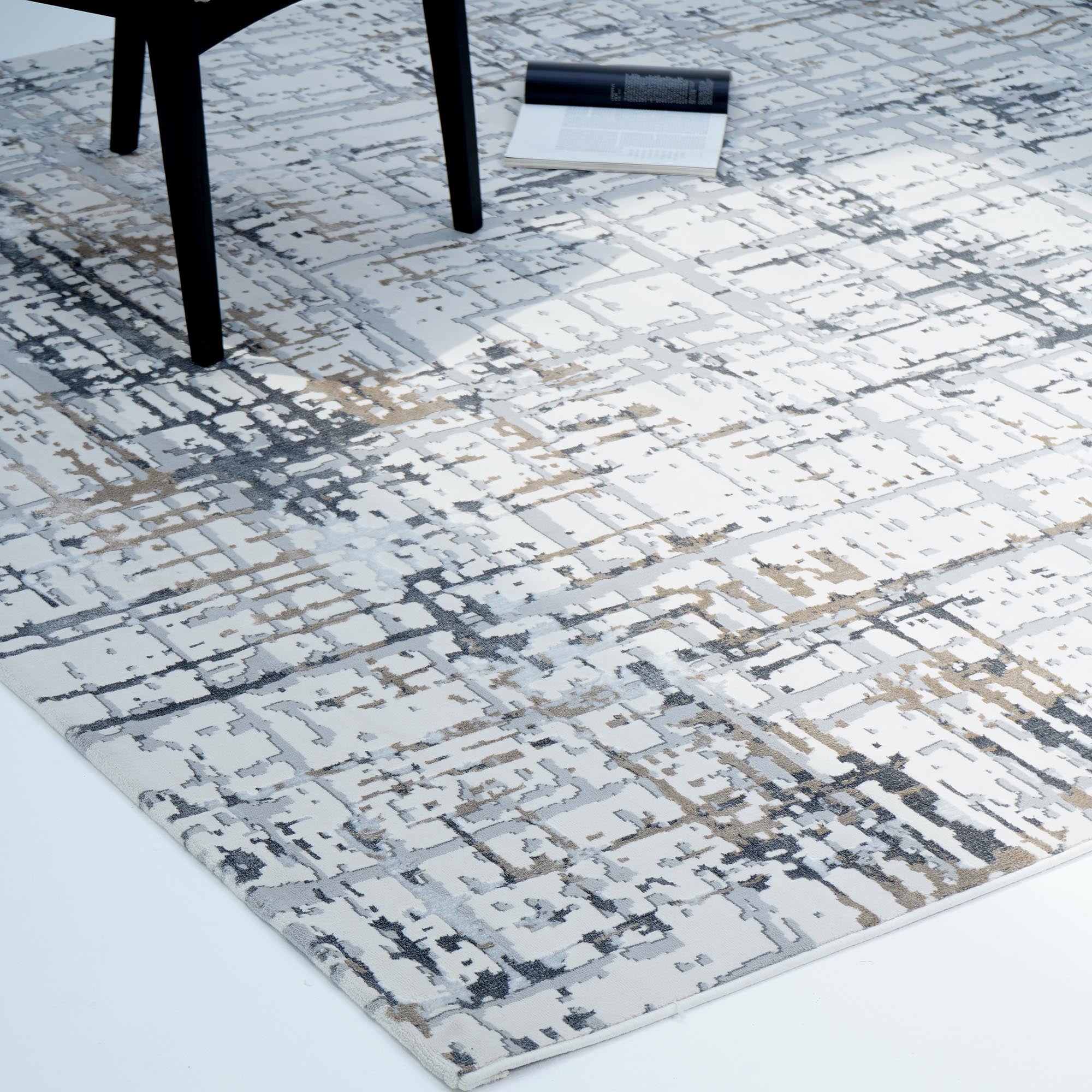 Cream Colored Geometry Turkish Carpet MZ24Z