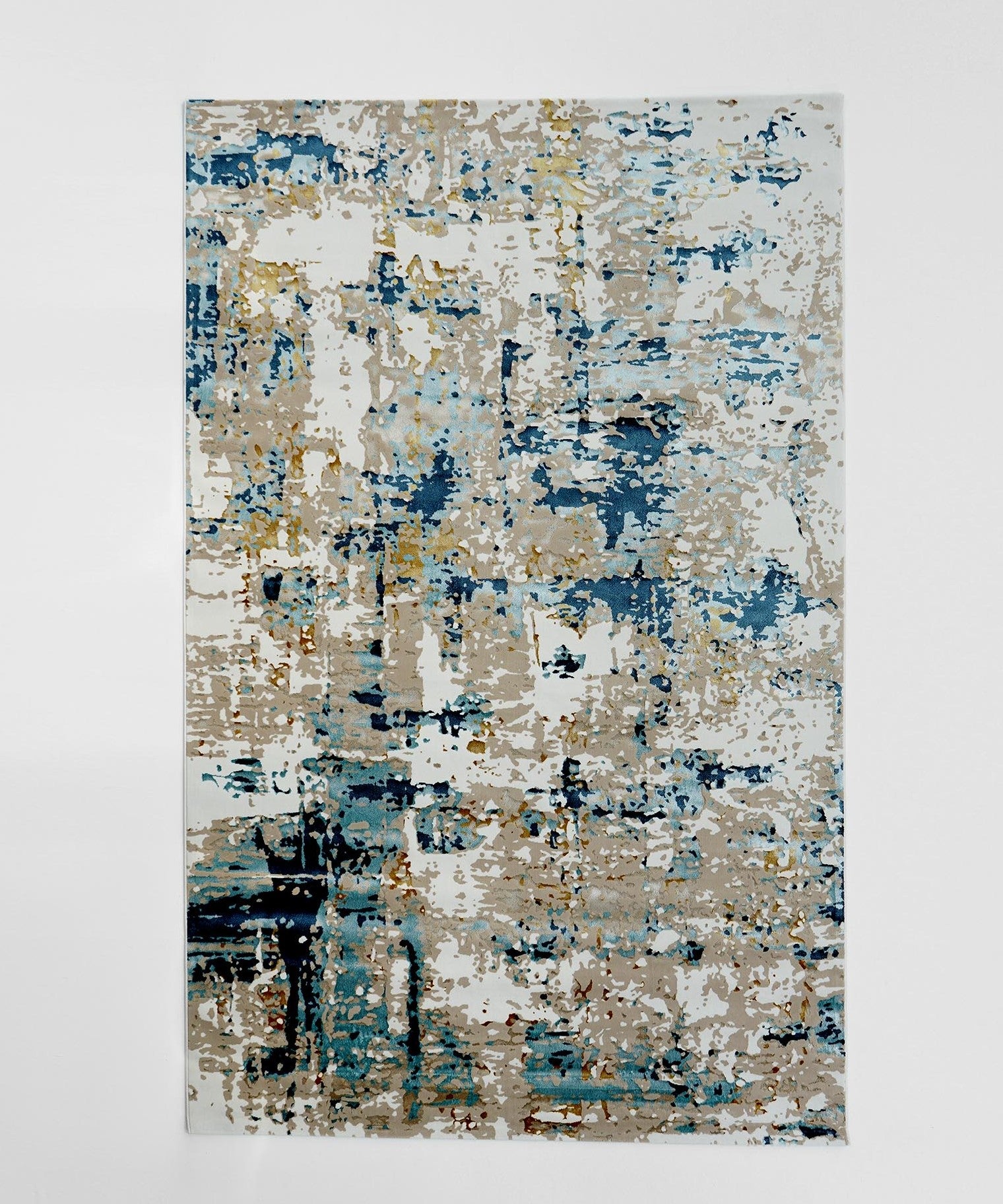 Stunning Cream & Blue Color Turkish Machine Made Rug For Bedroom - MZ61B