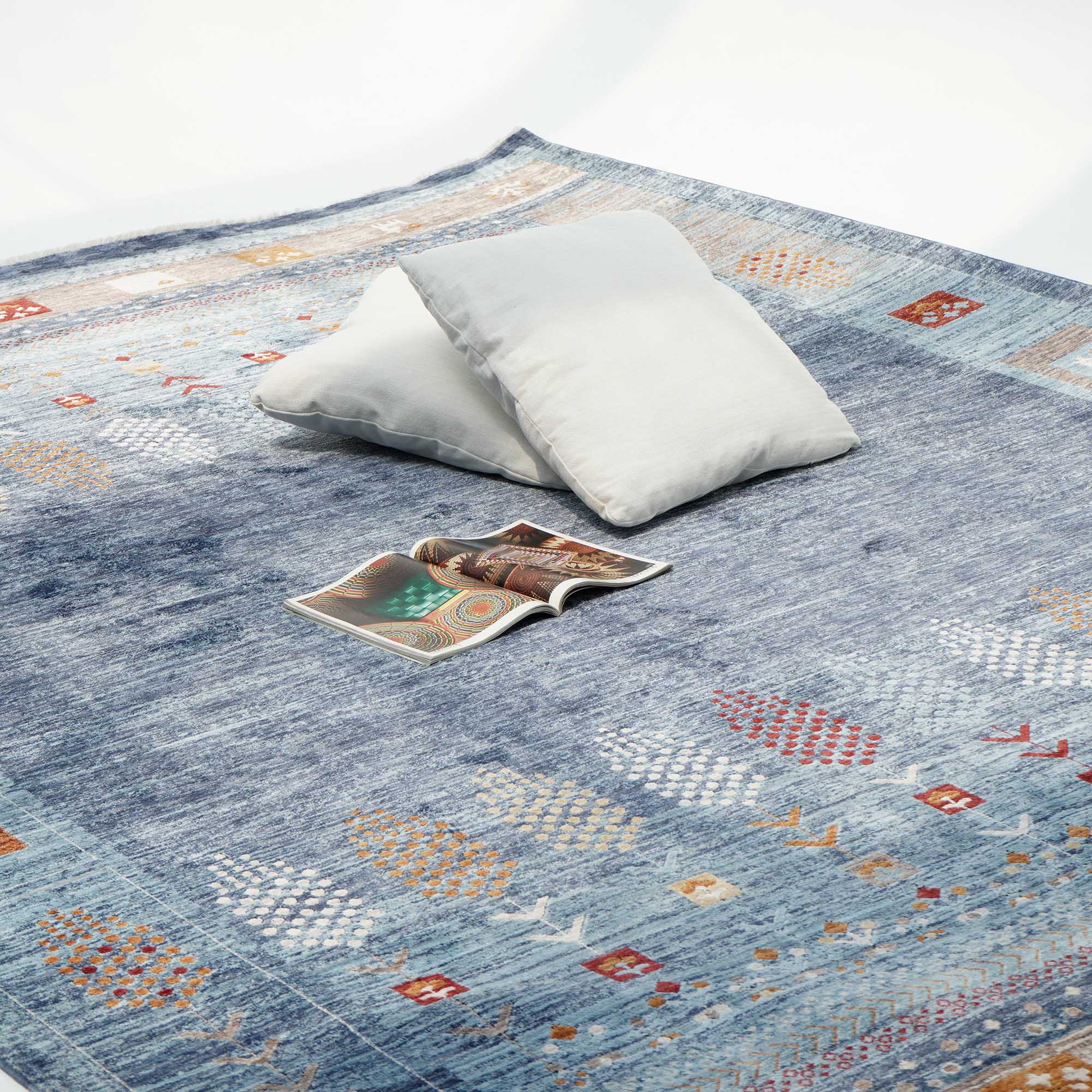 Luxurious Denim Machine Made Turkey Rug - K742B