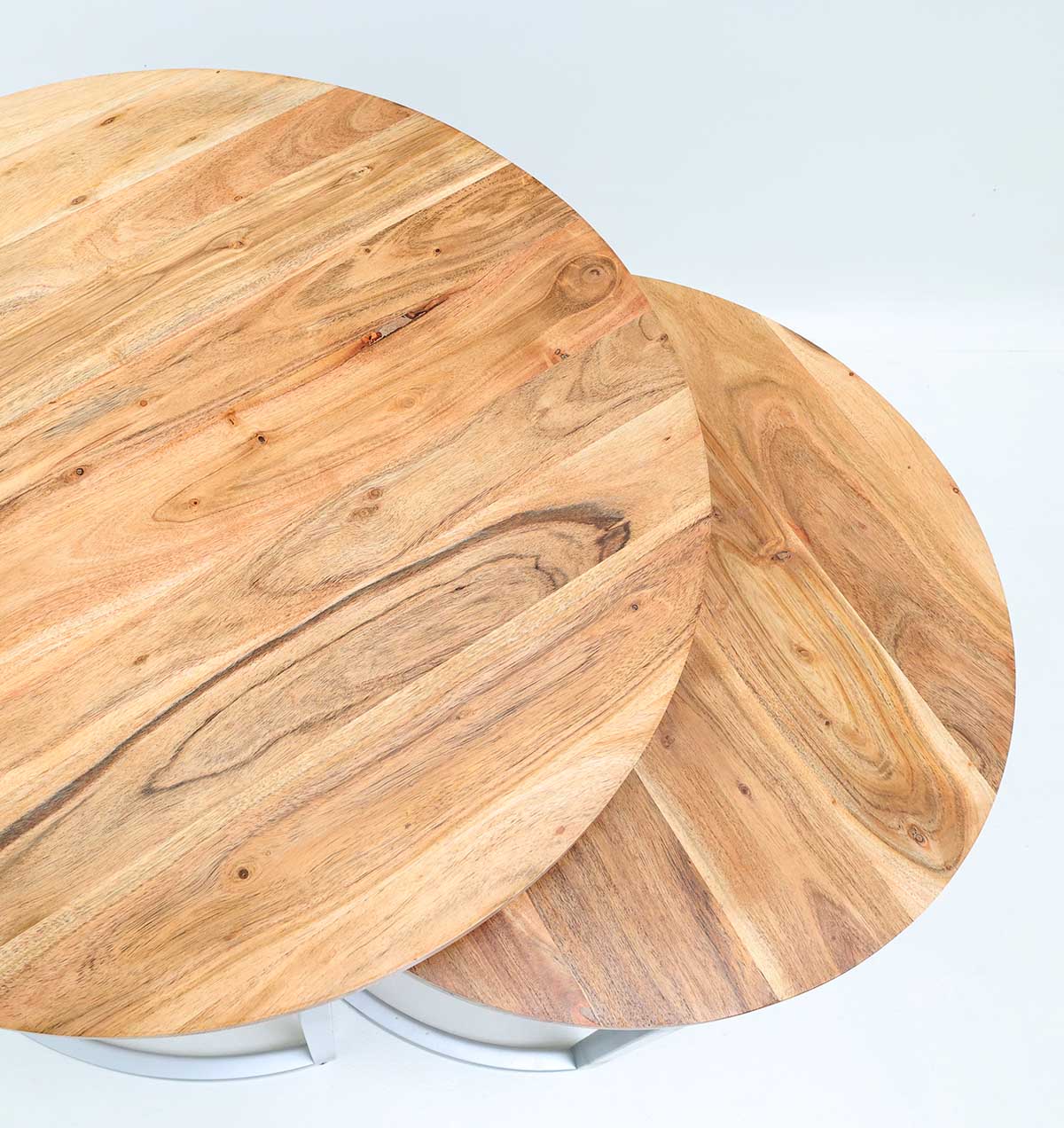 Modern Nesting Coffee Table Set – Round Wooden Top with Metal Frame GH-001