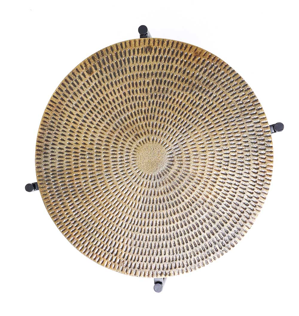 3-Tier Round Side Tables – Antique Brass Finish with Black Iron Base GH-075