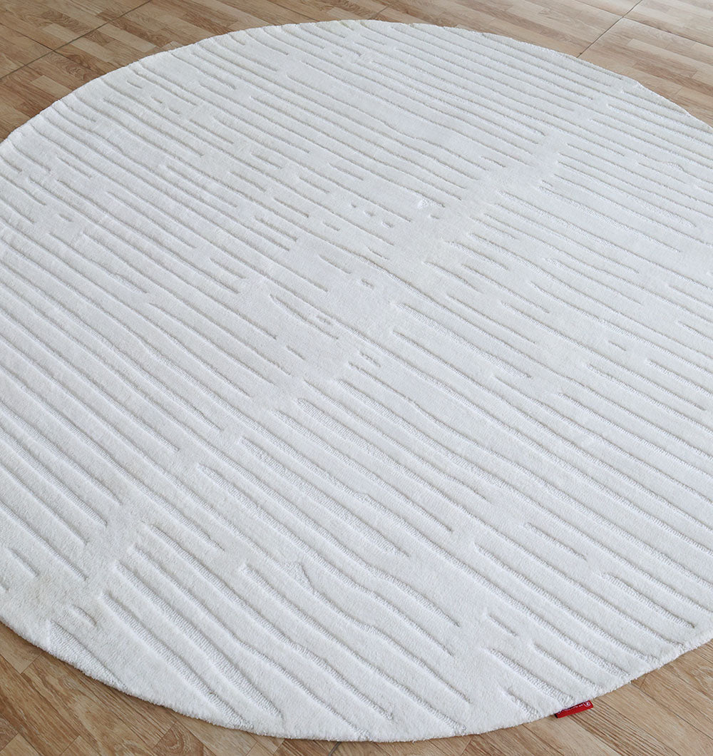 Handmade Rug White Color Living Room HTB-013 (200cm)