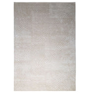 The Off White Handmade Rug - HTV 14 by RAMSHA HOME features a subtle wavy textured pattern and a minimalist, modern design. This rectangular rug offers a soft, neutral tone to complement any decor.