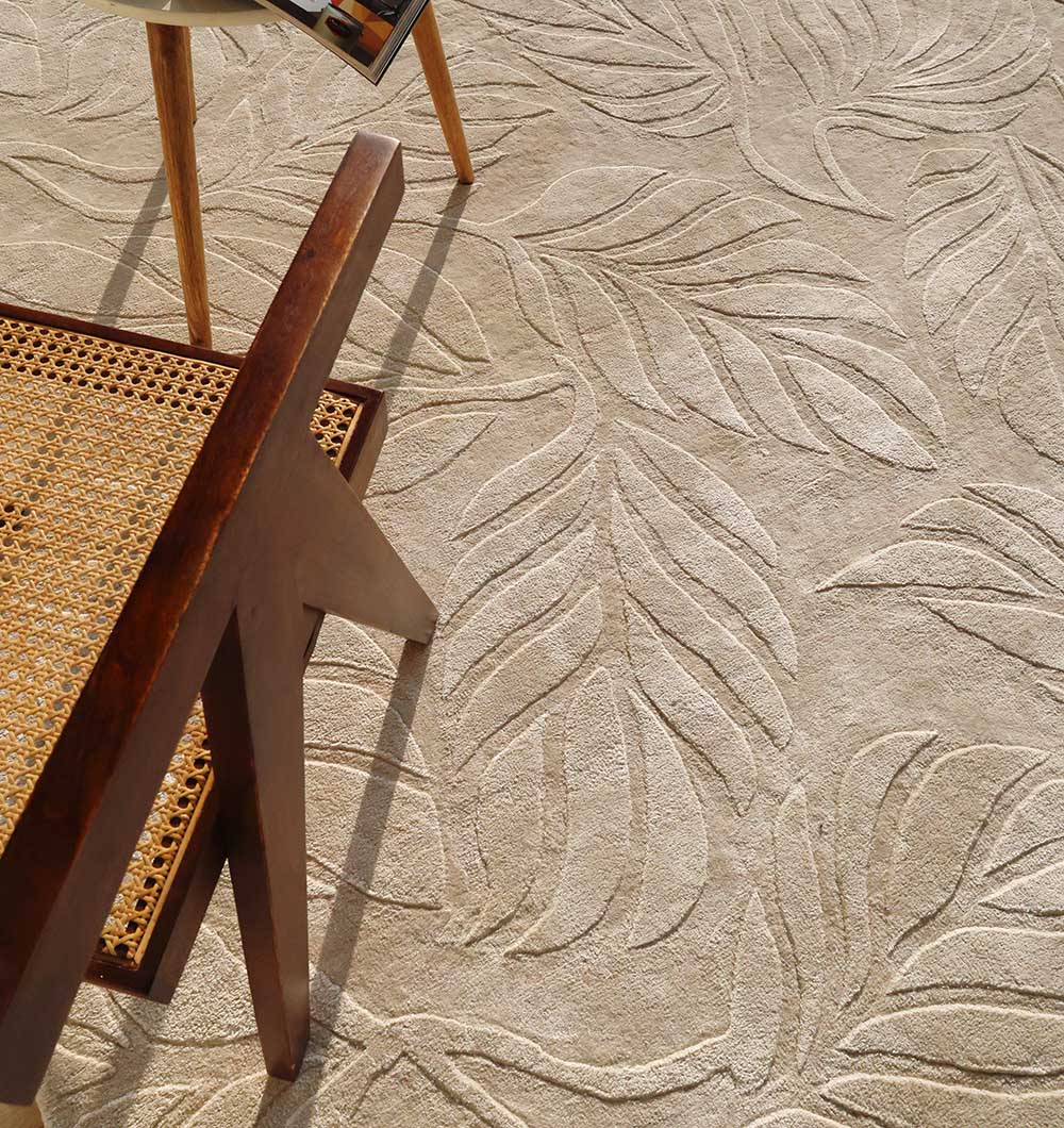 Beige Color Indoor Handmade Area Rug - HTV 15