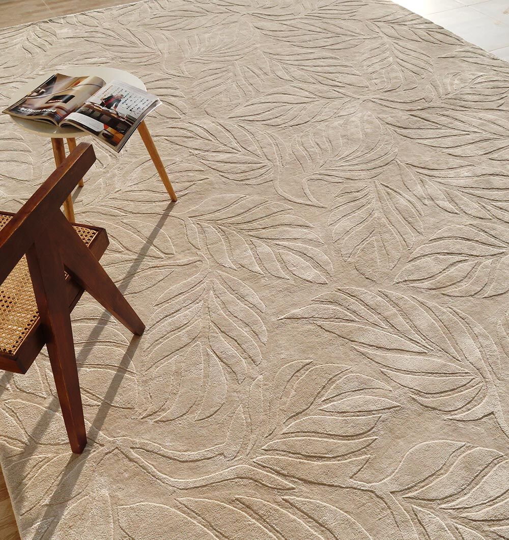 Beige Color Indoor Handmade Area Rug - HTV 15