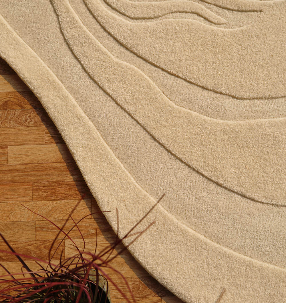 Raised Pattern White Rug Natural White Color Handmade Rug - HTW 100 (200X300 cm)