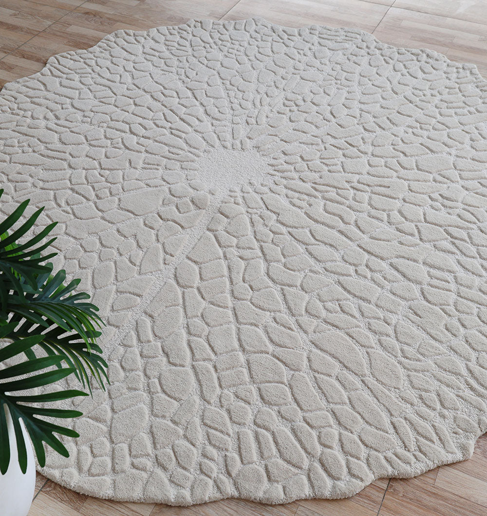 Handmade Beige Color Area Rug HTW 103 (200cm)