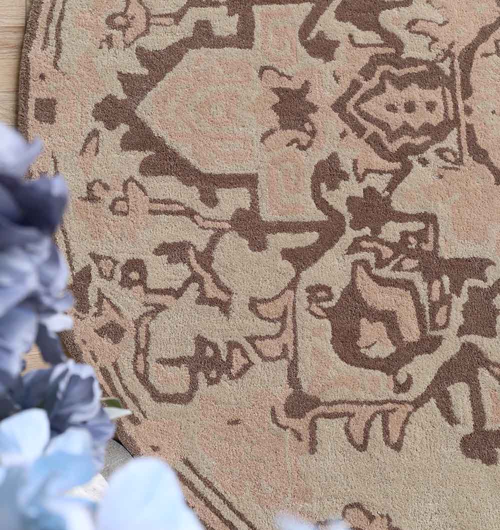 Handmade Cotton Round Wool Rug HTW 122 (150cm)