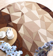 Handmade Multicolor Geometric Pattern Round Area Rug HTW 129 (200cm)