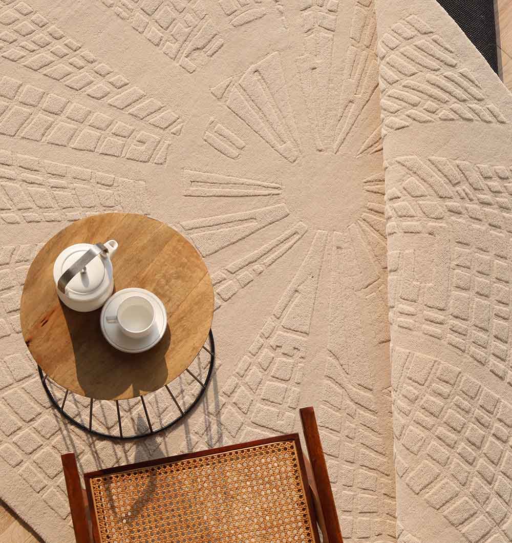 Rectangle Shape Beige Color Handmade Area Rug - HTW 132 (200x300 cm)