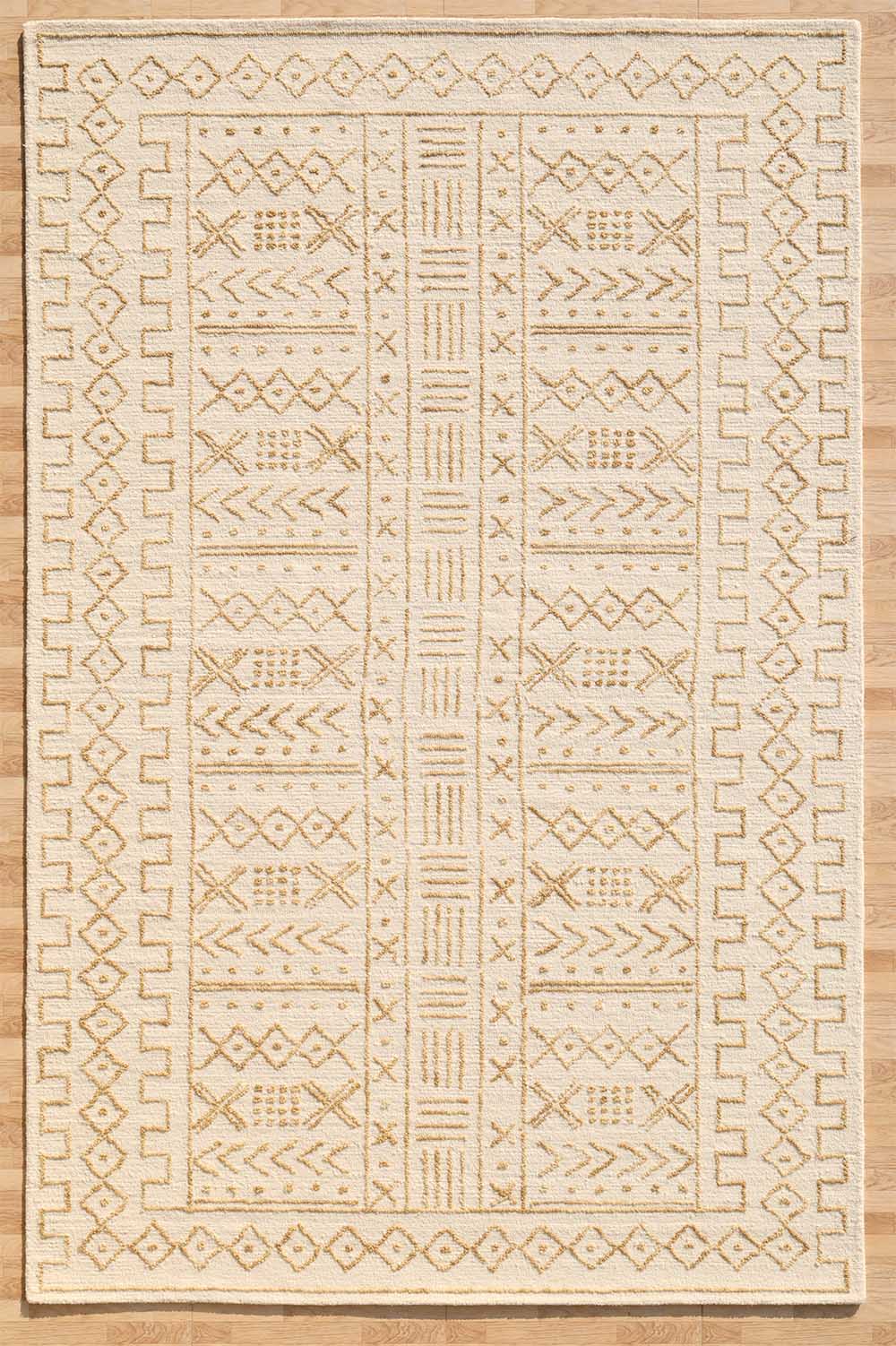 Off White & Beige Color Handmade Area Rug - HTW-92 (200X300 CM)
