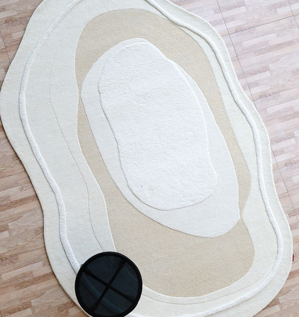 Natural White Color Shape Handmade Rug - HTW 98 (200X300 cm)