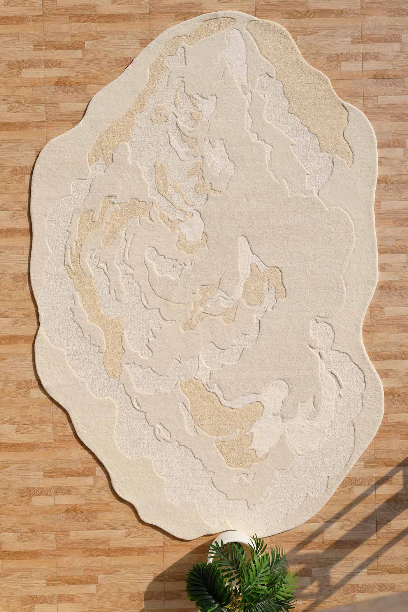 Stylish handmade shape rug in multi-color design, improving home decor with high-quality natural materials.