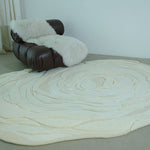 Beige Color Oval Shaped Handmade Rug - HTWV 106 (200x300cm)