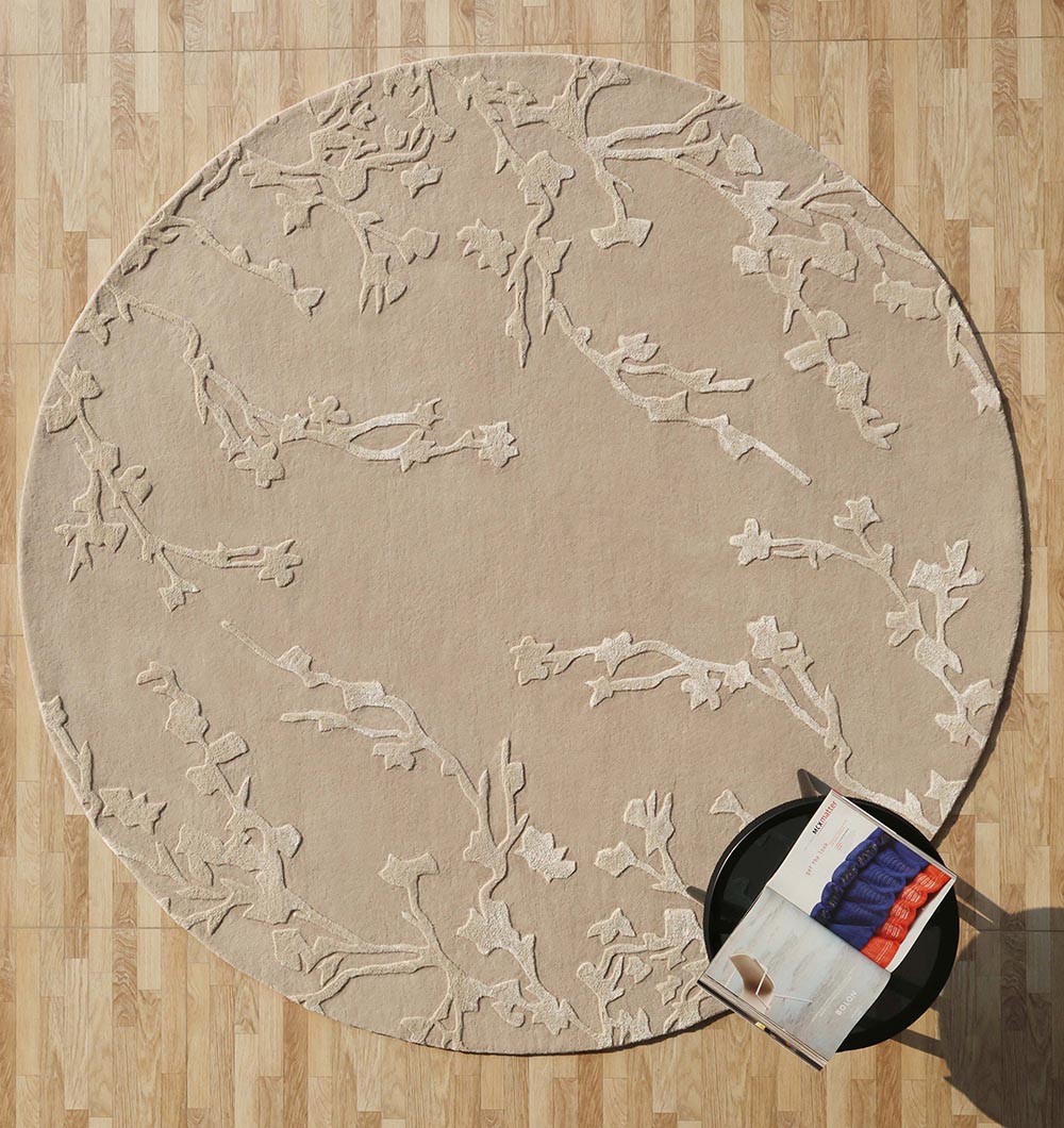 Home decor handmade area rug in neutral beige tone, an elegant addition offering timeless versatility.