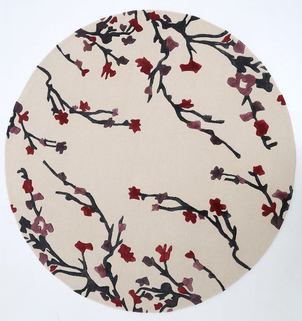 Main image of the round multi color area rug, a versatile choice that adapts to a variety of interior spaces.