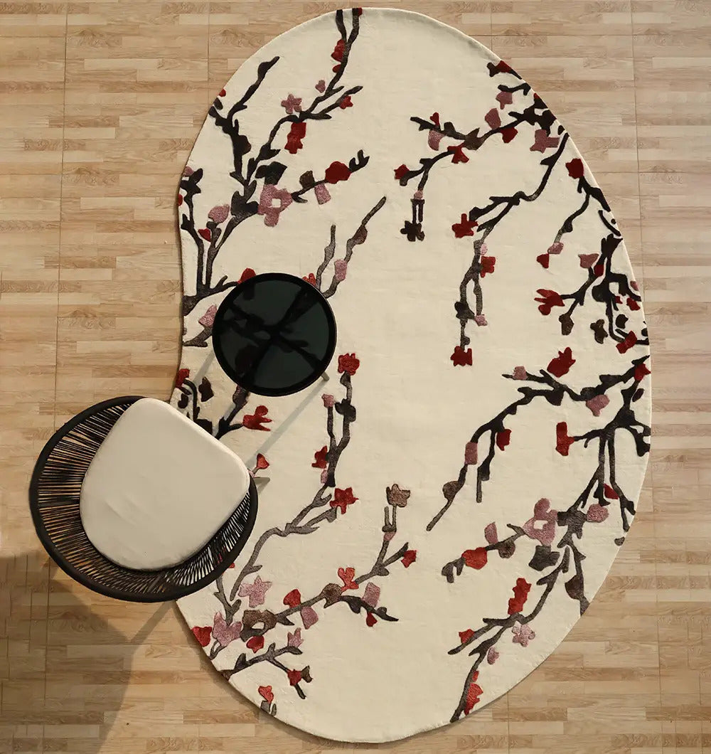 Main product image of the irregular shaped multi color rug, offering unique visual interest and robust quality.