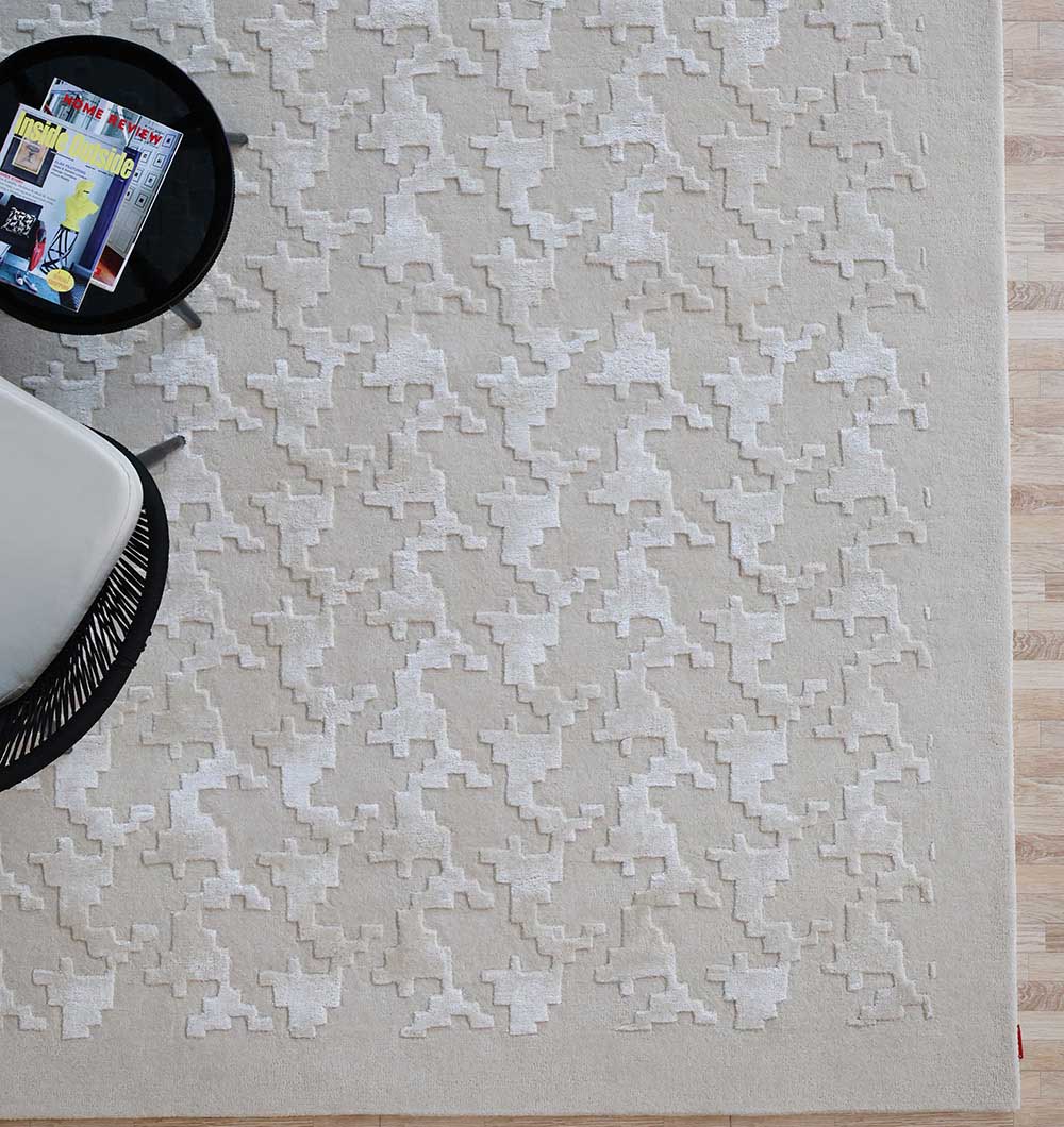 Top-down view of the meticulously woven construction, a high-quality investment piece for the home.