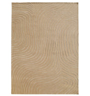 RAMSHA HOME's Beige Color Handmade Decorative Area Rug - HTWV 161 (300x400 cm) features wavy, raised lines in a topographic-inspired pattern, adding subtle texture for a modern neutral look.