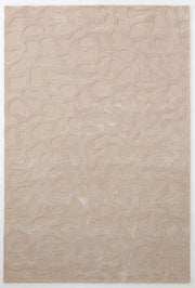 The RAMSHA HOME Rectangle Modern Handmade Rug 200x300 CM HTWV-197 features a beige, hand-woven surface with abstract raised patterns and irregular curved shapes for a subtle, textured style.