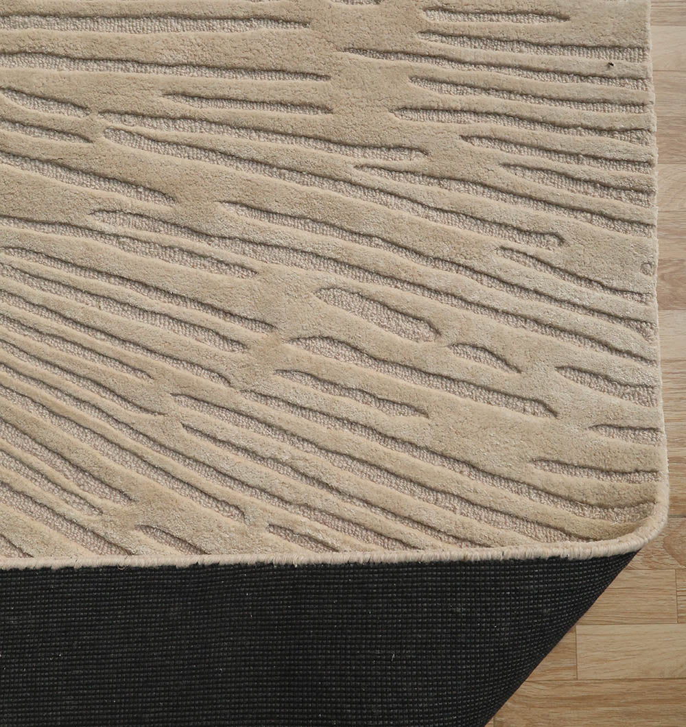 Backside of the expertly crafted hand-tufted carpet, confirming the durable construction and meticulous detail.