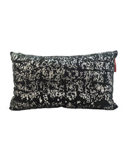 The RAMSHA HOME Decorative Black Color Cushion CS-095 features a white pixelated pattern, a filled insert, and a small red tag—perfect for adding modern flair to any space.