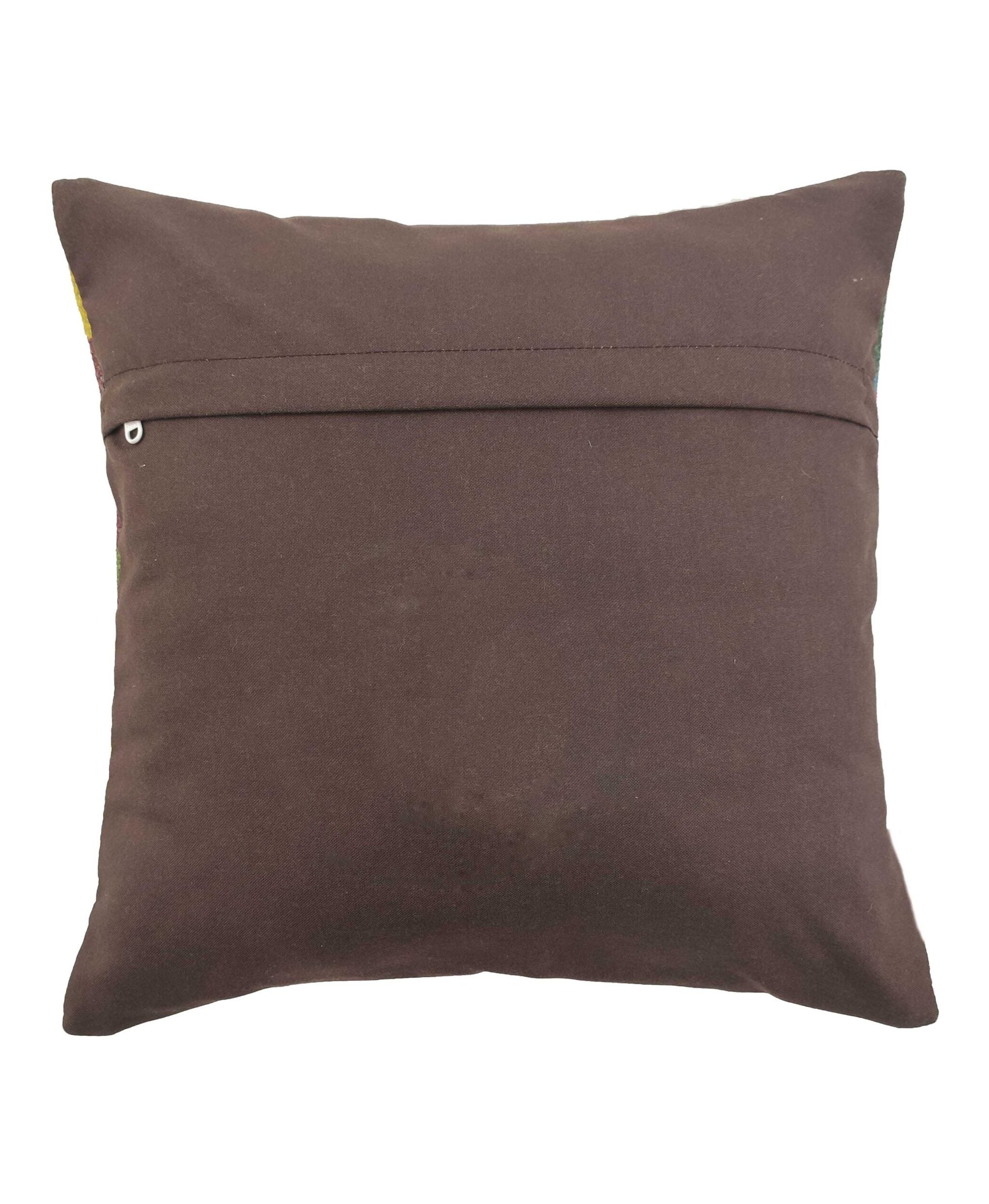 The RAMSHA HOME Multi Decor Cushion Cover CS-070 is a square, dark brown, high-quality fabric cover with a visible horizontal back flap, shown on a white background.